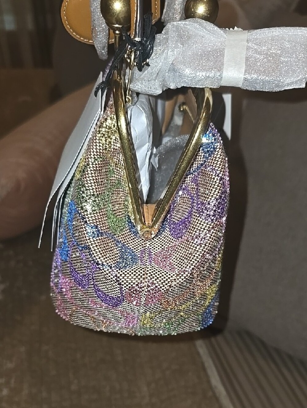 Authentic Coach Iridescent Multicolor Hexagon Clutch with Gold Trim - Picture 11 of 12